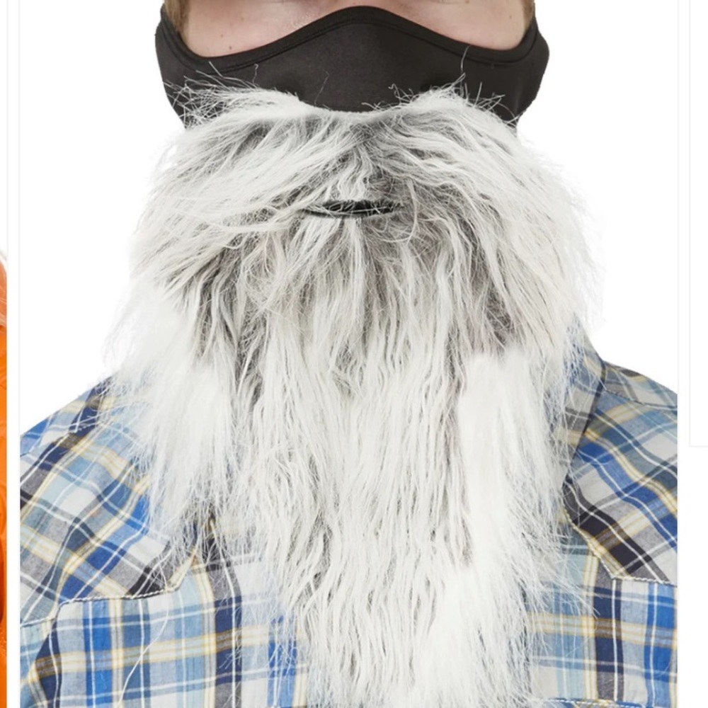 Beard ski mask with grey and white hair
